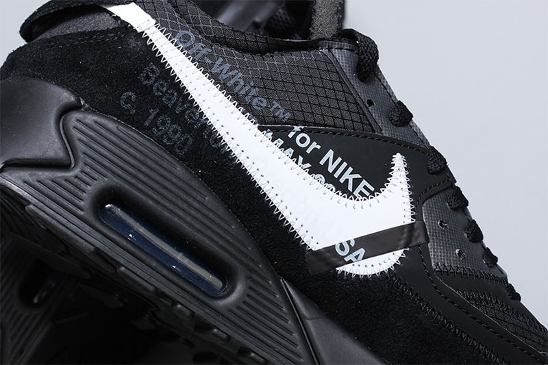 off white nike air max 90 close look black black cone white footwear nike sportswear
