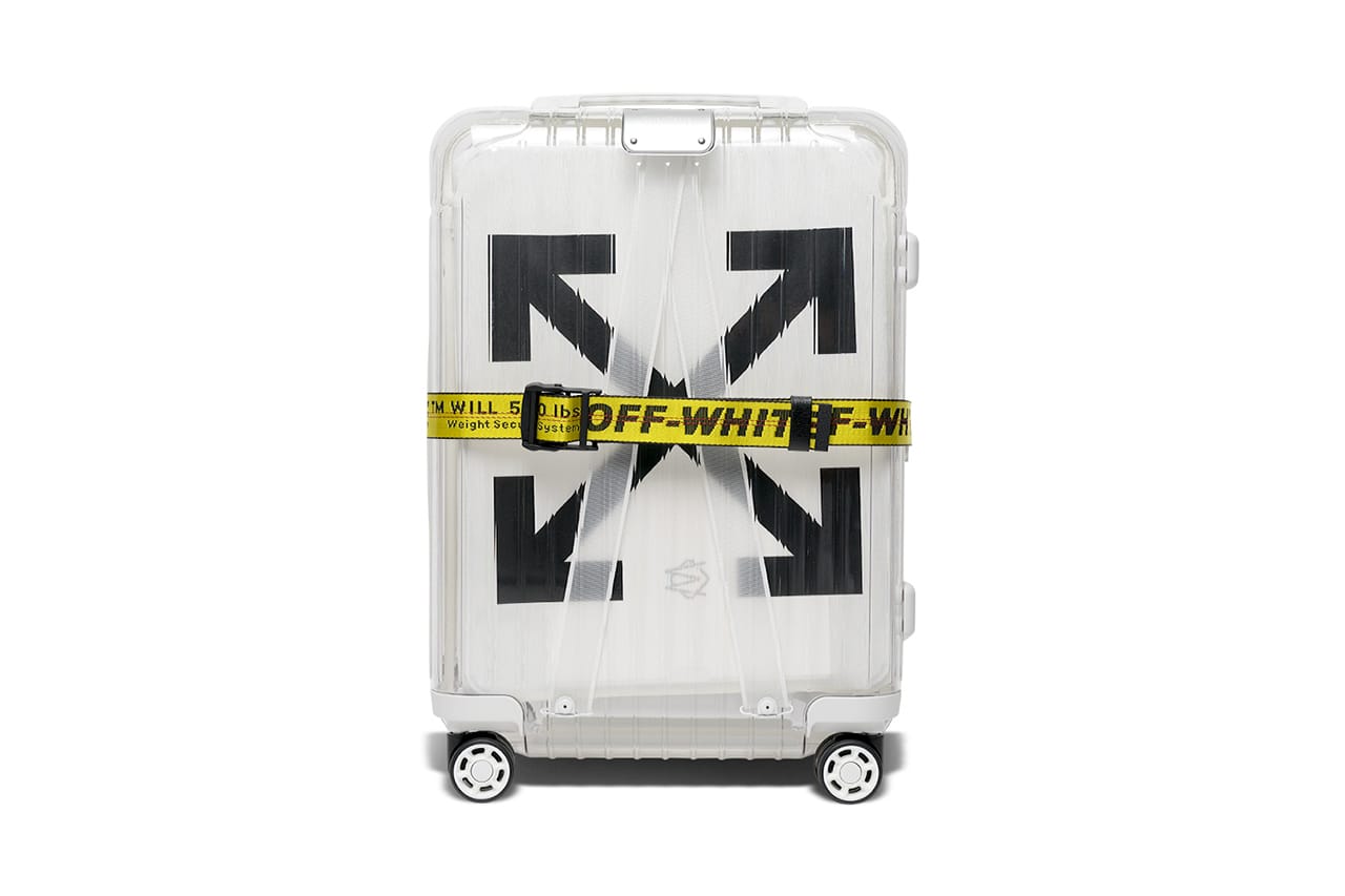 off white luggage transparent