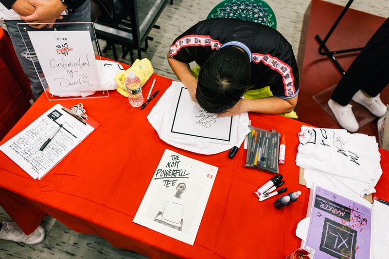 Opening Ceremony x Cotton Pop-Up Recap nyc new york city white t-shirt box logo art Gianni Lee black marker tees 