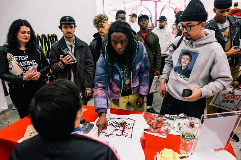Opening Ceremony x Cotton Pop-Up Recap nyc new york city white t-shirt box logo art Gianni Lee black marker tees