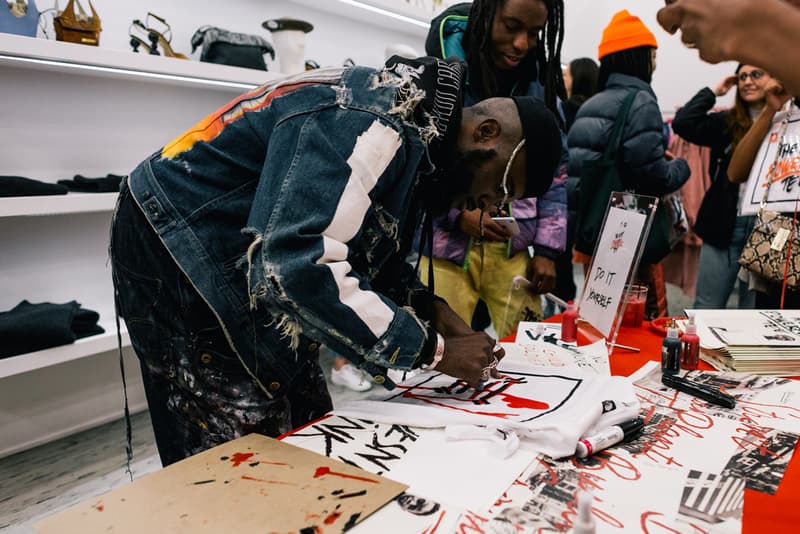Opening Ceremony x Cotton Pop-Up Recap nyc new york city white t-shirt box logo art Gianni Lee black marker tees