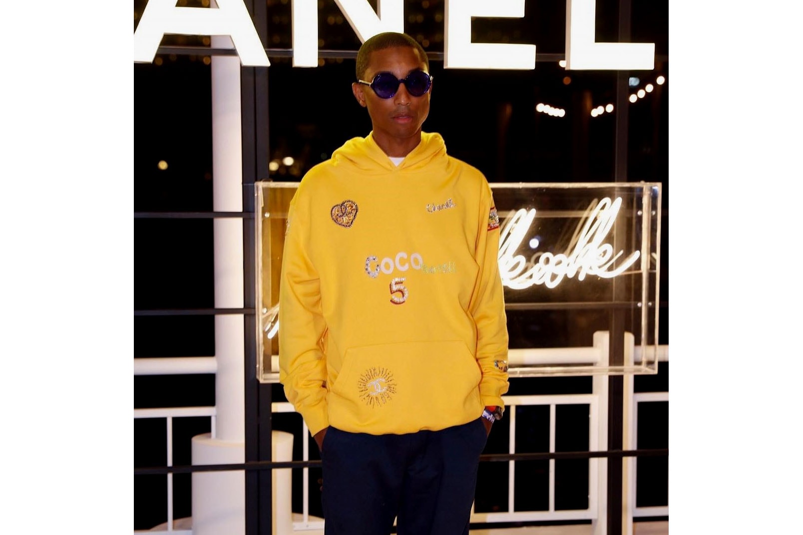 pharrell wlliams chanel collaboration collection cruise 2018 2019 yellow hoodie sweater pullover jumper