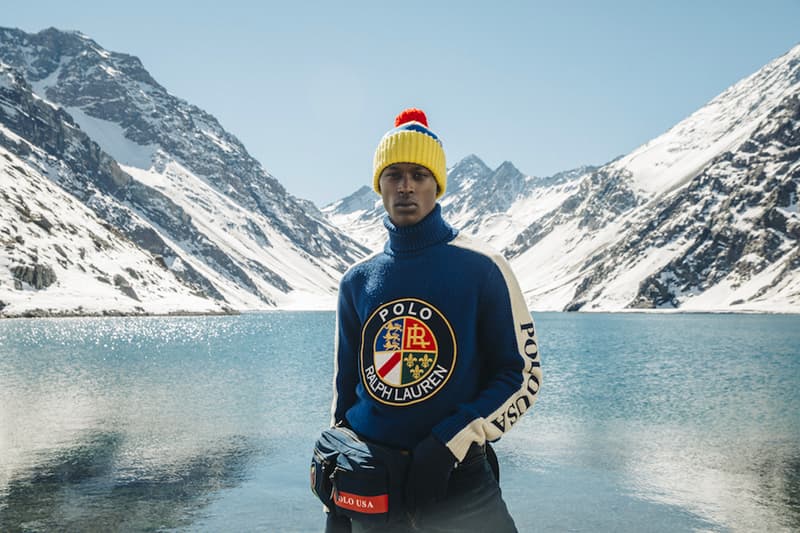 Polo Ralph Lauren Downhill Skier Lookbook collection outerwear jackets knit sweaters pants beanies bags