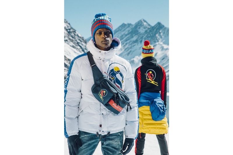 Polo Ralph Lauren Downhill Skier Lookbook collection outerwear jackets knit sweaters pants beanies bags 