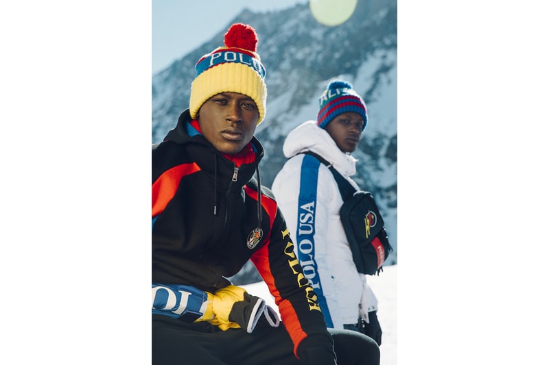 Polo Ralph Lauren Downhill Skier Lookbook collection outerwear jackets knit sweaters pants beanies bags 