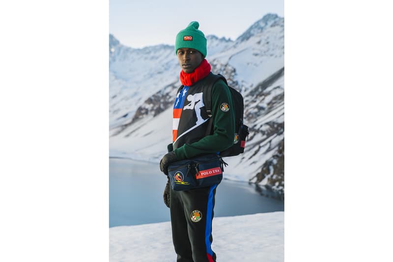 Polo Ralph Lauren Downhill Skier Lookbook collection outerwear jackets knit sweaters pants beanies bags 