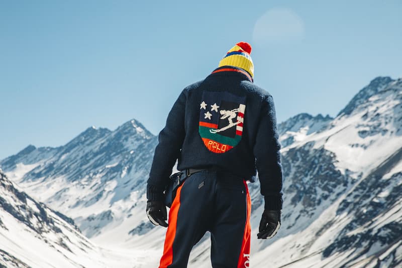 Polo Ralph Lauren Downhill Skier Lookbook collection outerwear jackets knit sweaters pants beanies bags