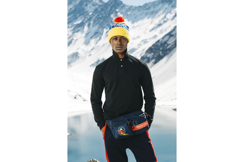 Polo Ralph Lauren Downhill Skier Lookbook collection outerwear jackets knit sweaters pants beanies bags 