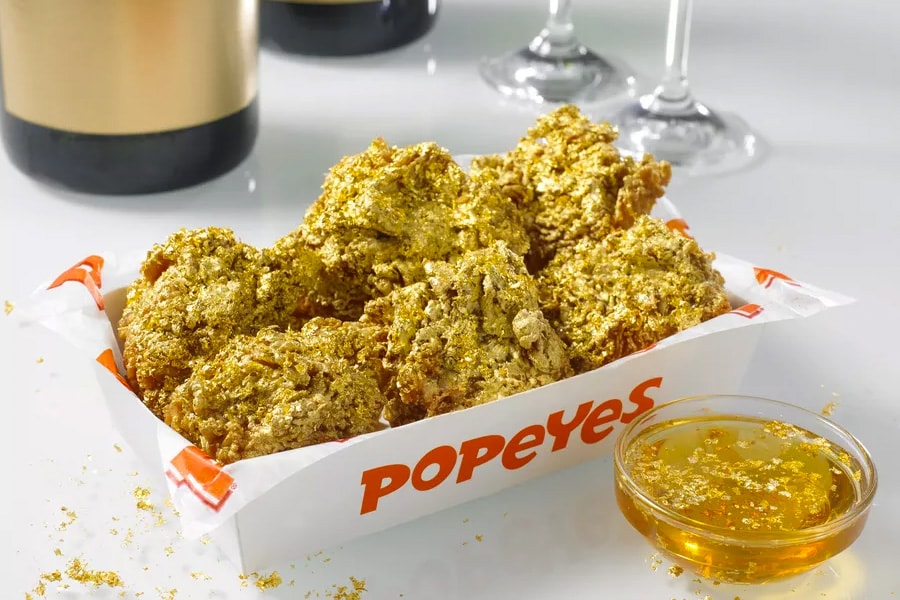 Popeyes Offers Champagne Dipped 24K Gold Coated Wings 