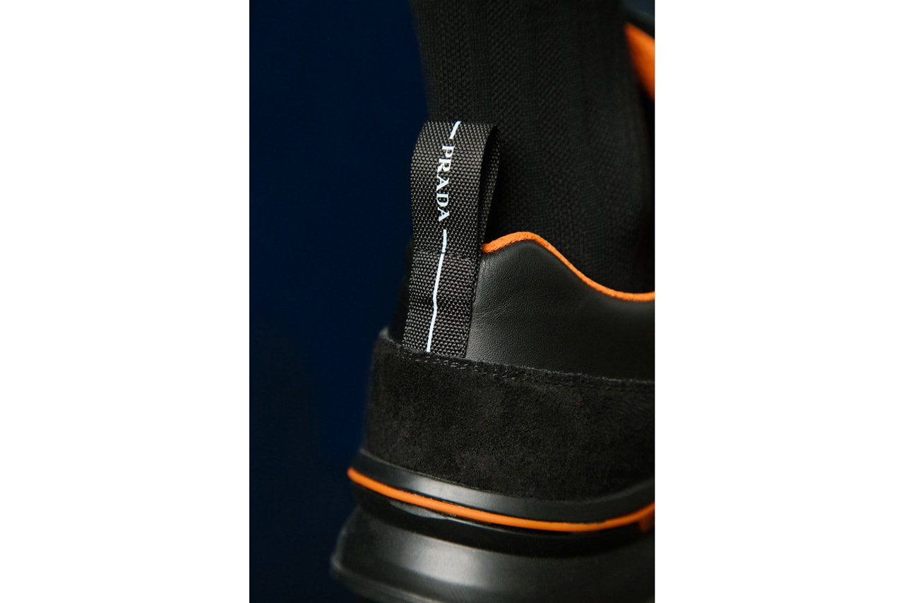 Prada Mechano FW18 Lookbook sneaker cloud bust sneaker luxury high fashion italy orange green blue colorways