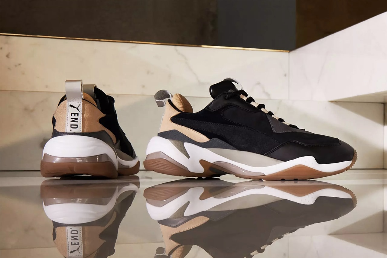 Puma x END. Thunder Shadow Rise Sneaker Details Shoes Trainers Kicks Sneakers Cop Purchase Buy Footwear Raffle Open Now Exclusive Collab Collaboration Collaborative Design