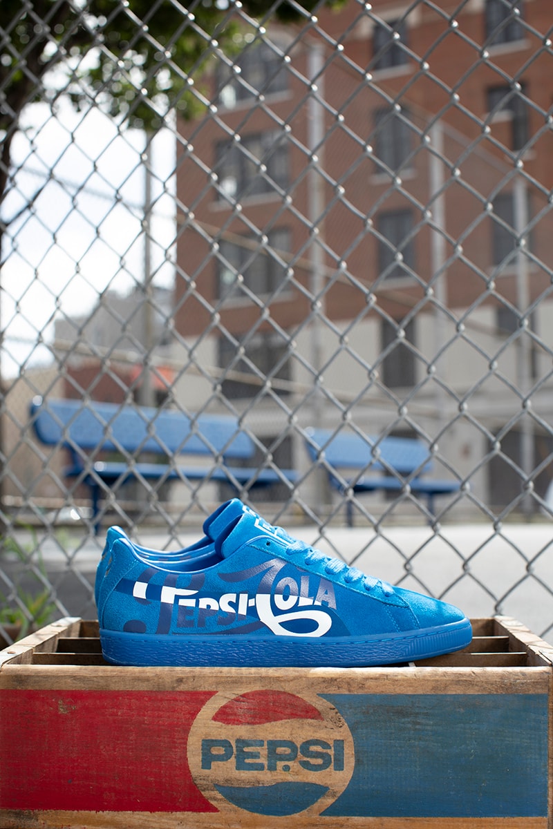 PUMA Suede 50th Anniversary Collaboration Pepsi Cola Blue Black Vintage Inspired Sneaker footwear trainers