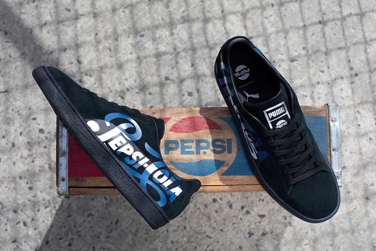 PUMA Suede 50th Anniversary Collaboration Pepsi Cola Blue Black Vintage Inspired Sneaker footwear trainers