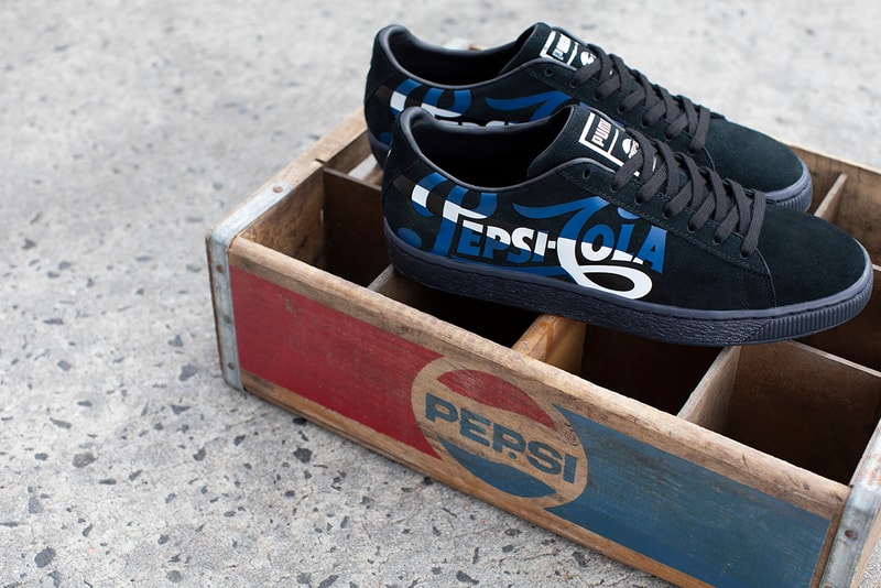 PUMA Suede 50th Anniversary Collaboration Pepsi Cola Blue Black Vintage Inspired Sneaker footwear trainers