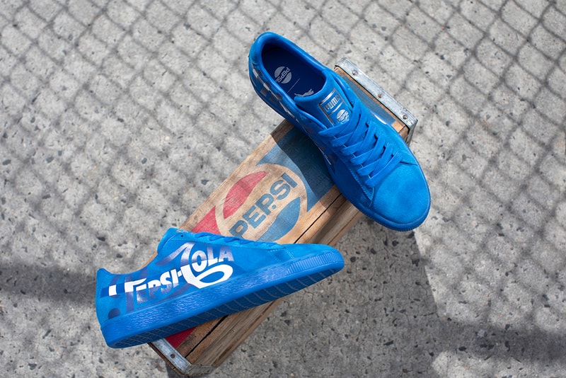 PUMA Suede 50th Anniversary Collaboration Pepsi Cola Blue Black Vintage Inspired Sneaker footwear trainers