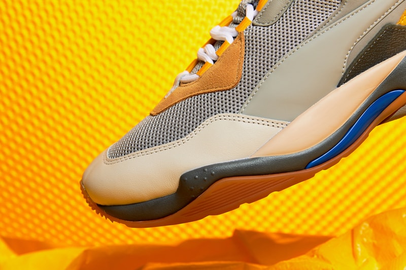 PUMA Thunder Spectra Lookbook sneakers rs-0 cell technology white tan grey yellow orange blue white shoe running dad shoe chunk bold