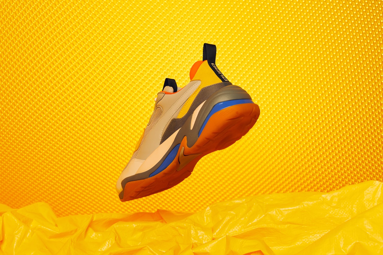 PUMA Thunder Spectra Lookbook sneakers rs-0 cell technology white tan grey yellow orange blue white shoe running dad shoe chunk bold