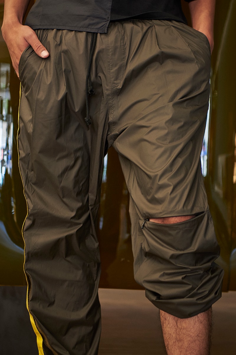 samuel ross oakley collaboration collection editorial drop release date glasses coat sweat pants tee shirt distress metallic silver coat sandals H.Lorenzo lookbook season 1 first