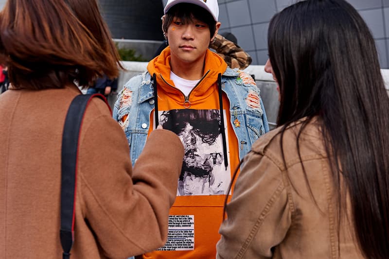 Seoul Fashion Week Spring/Summer 2019 Street-Style Part 1 Prada Raf Simons Joy Division Custom Denim Alyx Accessories Balenciaga A-COLD-WALL* ACW Undercover Chanel Thrasher Supreme Off-White x Nike "Spooky Pack" Blazer