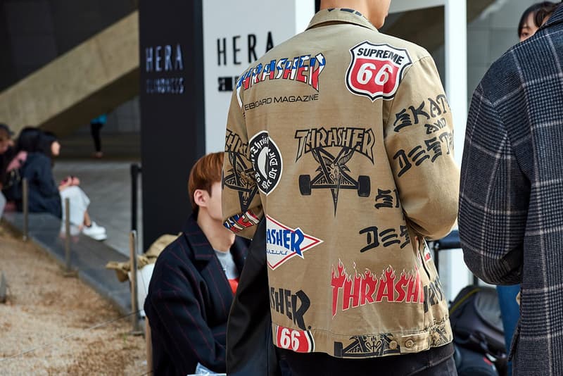 Seoul Fashion Week Spring/Summer 2019 Street-Style Part 1 Prada Raf Simons Joy Division Custom Denim Alyx Accessories Balenciaga A-COLD-WALL* ACW Undercover Chanel Thrasher Supreme Off-White x Nike "Spooky Pack" Blazer