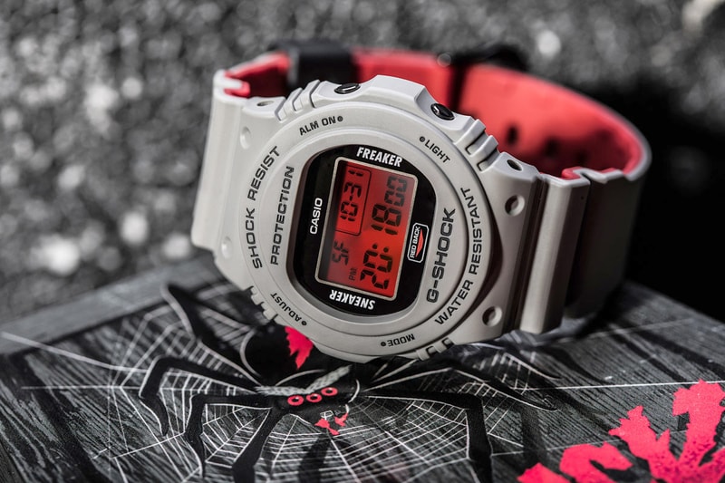 Sneaker Freaker x G-SHOCK "Redback" DW-5700 watch collaboration halloween design skeleton purchase release date 