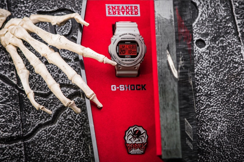 Sneaker Freaker x G-SHOCK "Redback" DW-5700 watch collaboration halloween design skeleton purchase release date 