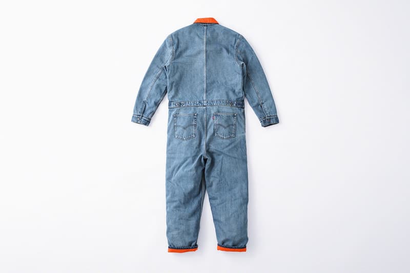 supreme levis fall winter 2018 collection collaboration exclusive Quilted Reversible Trucker Jacket denim coveralls stonewashed november 1 3 2018 release date info drop colorways orange blue black logo green pink lining