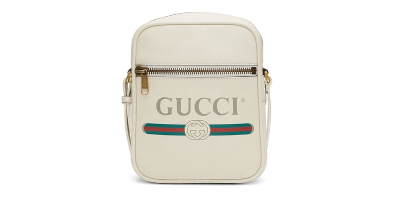 gucci shoulder bag with logo print in white