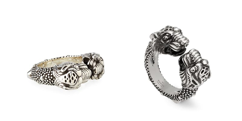 gucci double tiger head ring