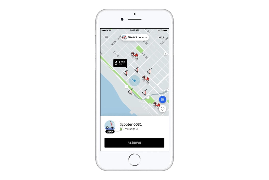Uber Electric Scooter Service Santa Monica Automotive $1 USD Reserve Lime Jump Rental Hire 15 cents free price