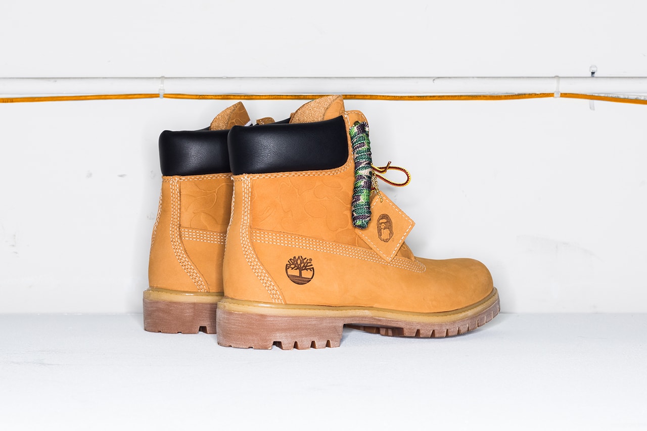 bape undefeated timberland 6 inch boot collaboration ape head camouflage laces wheat colorway drop release info exclusive store web site october 27 2018 launch