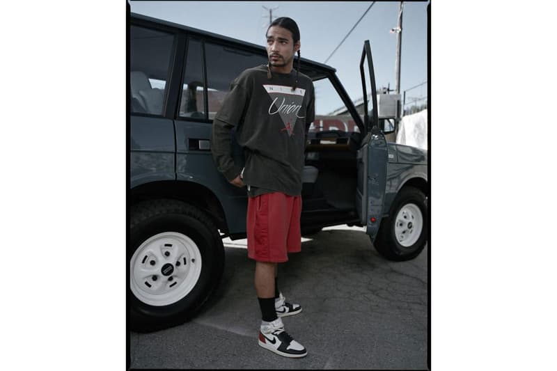 Union Jordan 1 Brand Apparel T-shirts hoodie track pants shorts Vintage weathered worn patinaed lookbook first look release details Chris Gibbs sneakers trainer