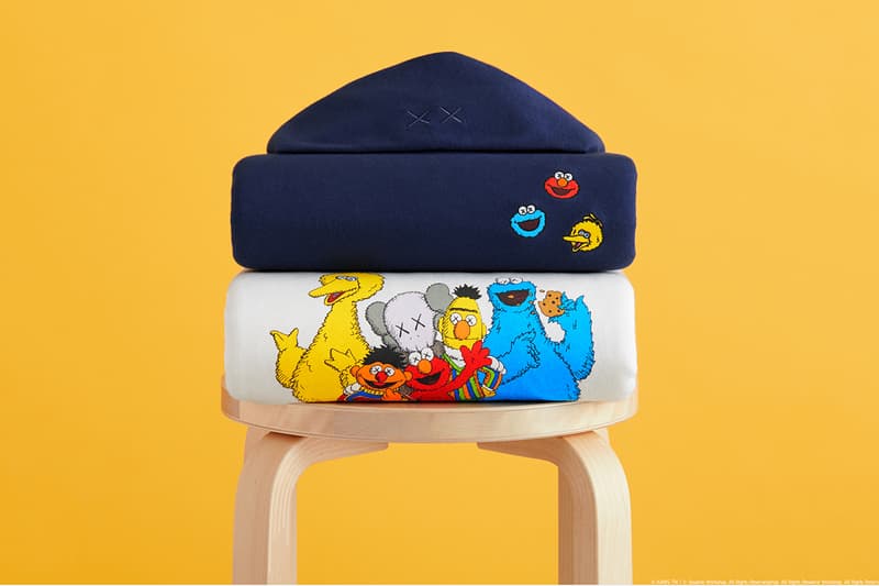 KAWS Uniqlo UT Sesame Street plushies toy t-shirt hoodie sweatshirt box graphics bert ernie companion big bird