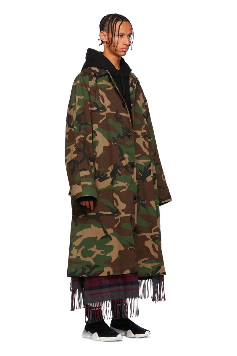 camo trench coat