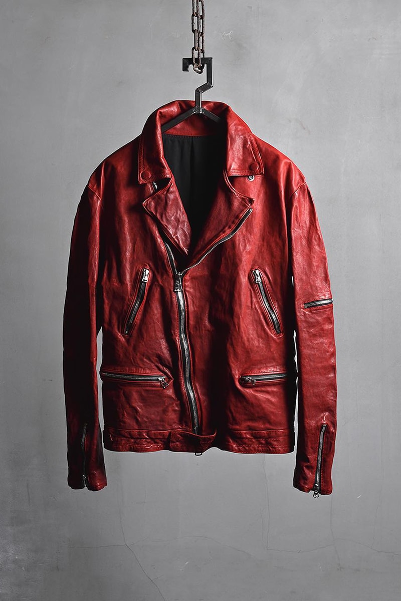 isamu katayama backlash yohji yamamoto pour homme fall winter 2018 collection leather jacket collab red blue black rider 