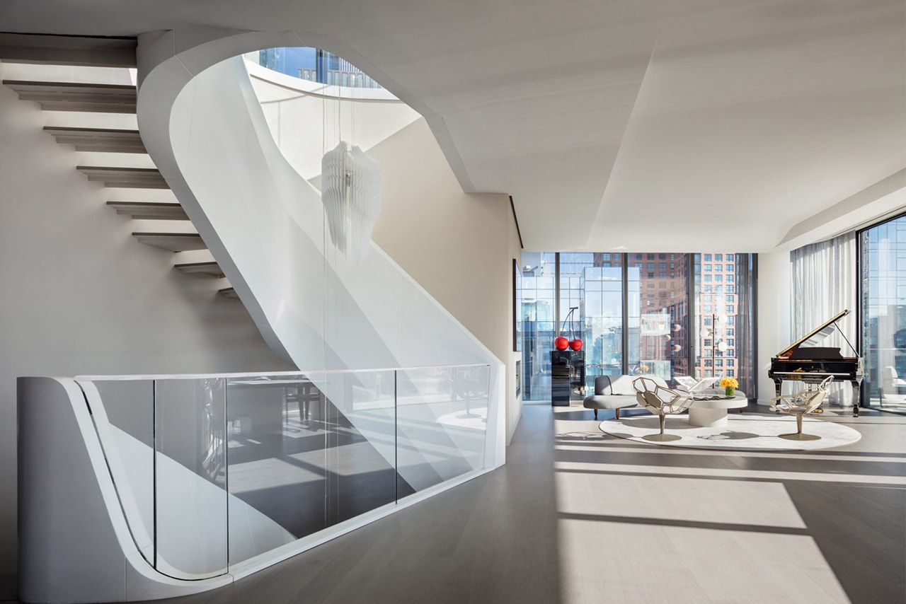 $50 Million Penthouse in New York City by Zaha Hadid Architects Architecture Flats Homes Apartments Modern Interior Exterior Rooftop Balcony 520 West 28th Street Chelsea