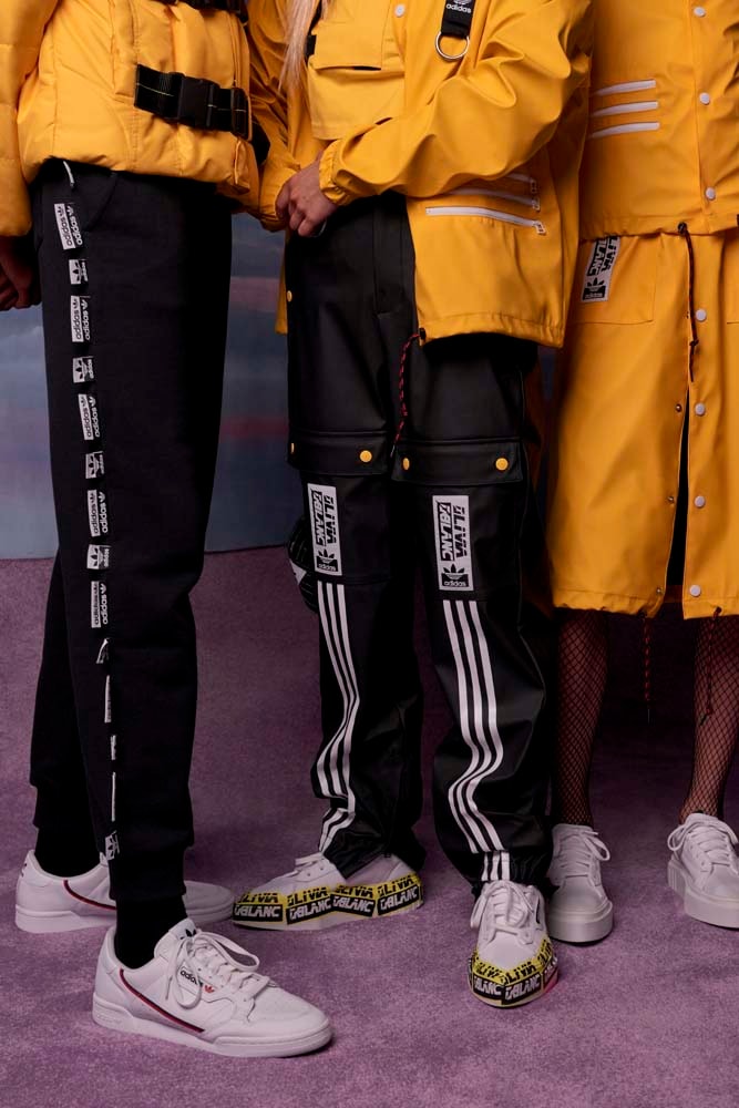 adidas Originals Olivia Oblanc Collaboration yellow black tees t shirts lookbook fall winter 2018 white hoodies outerwear pants jackets blue red buy details info purchase