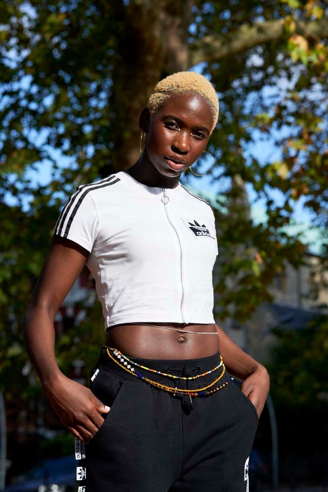 adidas Originals Olivia Oblanc Collaboration yellow black tees t shirts lookbook fall winter 2018 white hoodies outerwear pants jackets blue red buy details info purchase