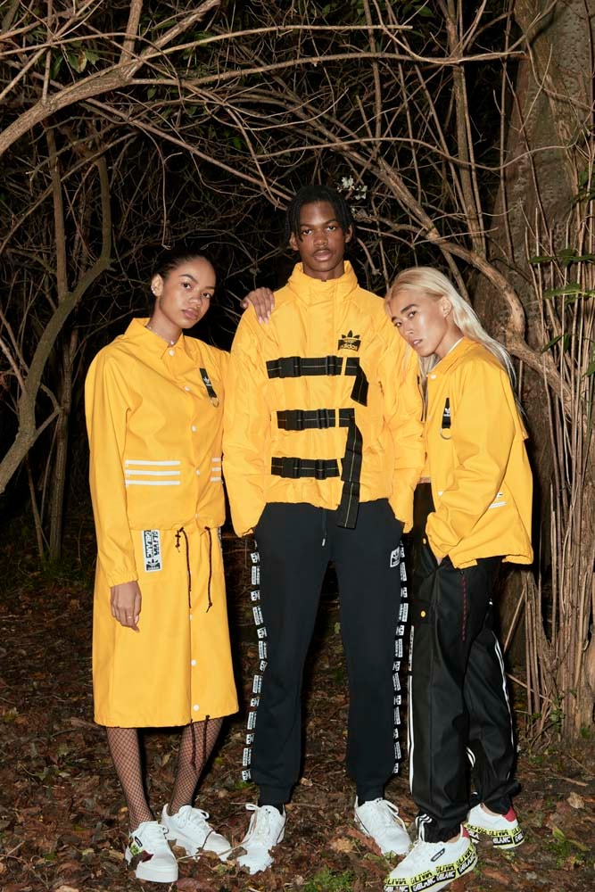 adidas Originals Olivia Oblanc Collaboration yellow black tees t shirts lookbook fall winter 2018 white hoodies outerwear pants jackets blue red buy details info purchase