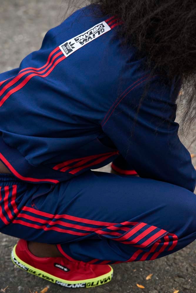 adidas Originals Olivia Oblanc Collaboration yellow black tees t shirts lookbook fall winter 2018 white hoodies outerwear pants jackets blue red buy details info purchase