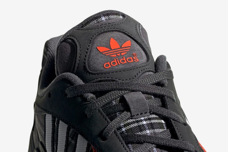 adidas Yung 1 Plaid red purple info release date originals orange chunky 90s sneaker tartan cop buy purchase first look closer