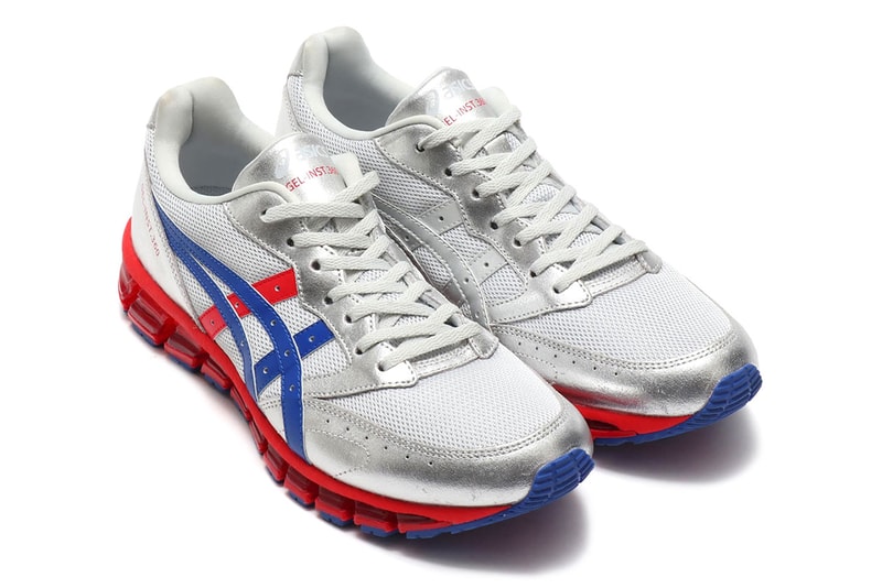 atmos x ASICS GEL-Inst.360 Silver Shoe Details Sneakers Trainers Kicks Shoes Footwear Cop Purchase Buy Metallic Marine Blue University Red
