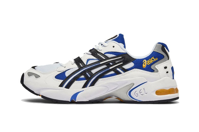 asics gel kayano 5 og release date white black blue yellow 2018 noevmber footwear