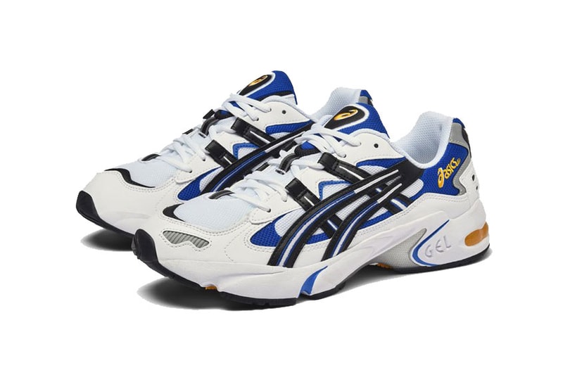 asics gel kayano 5 og release date white black blue yellow 2018 noevmber footwear