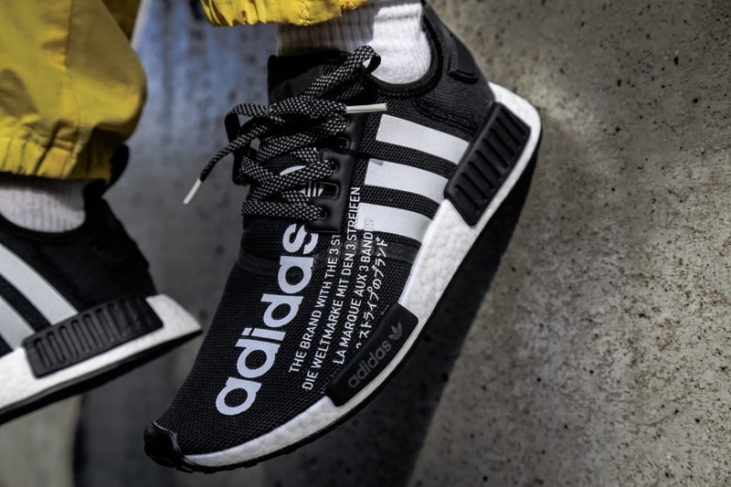 atmos adidas nmd r1 black white collab collaboration new sneakers november 17 2018 fall winter images pictures on feet release date info details