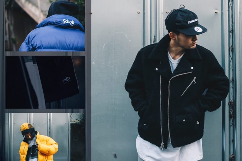 atmos LAB & Schott NYC Deliver Fleece Rider's Jackets & Reversible Down Outerwear for FW18 Collab