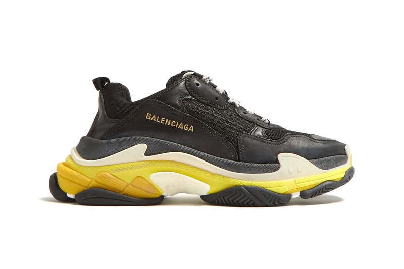 Balenciaga Triple S Low Top Trainers trainer First Look yellow mesh leather black white off