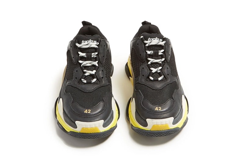 Balenciaga Triple S Low Top Trainers trainer First Look yellow mesh leather black white off