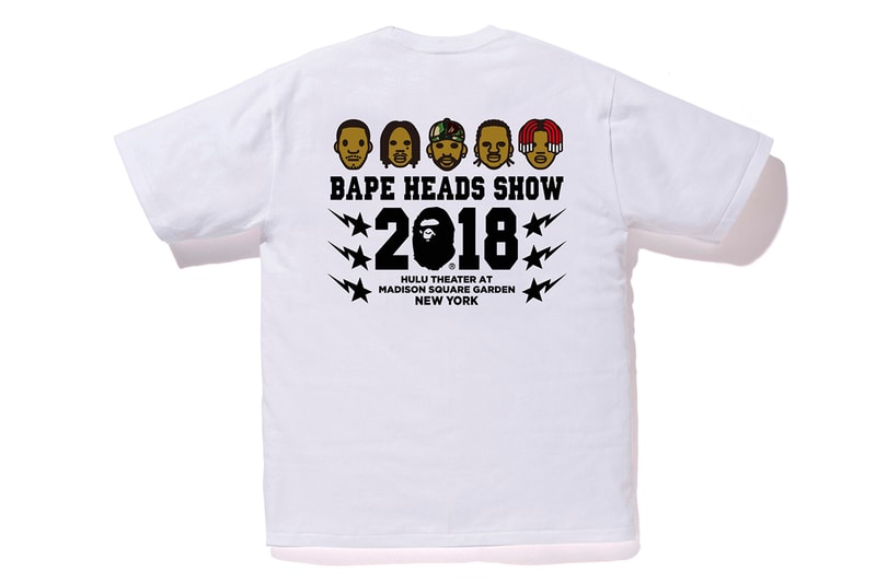 bape bathing ape heads show tee shirt print design release exclusive launch buy graphic Kid Cudi, Pusha T, Lil Yachty, Wiz Khalifa Big Sean ape