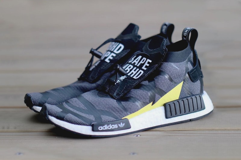 BAPE NEIGHBORHOOD adidas NMD TS1 First Look Black Grey Volt